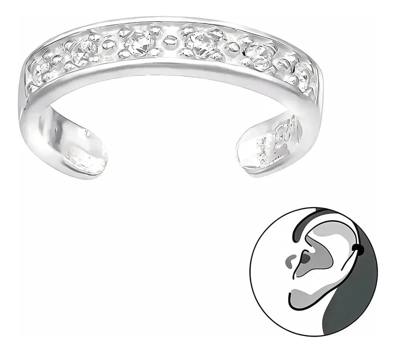 ARGOLLA A PRESION MINIMALISTA EN PLATA 925 CON CIRCONES - 1