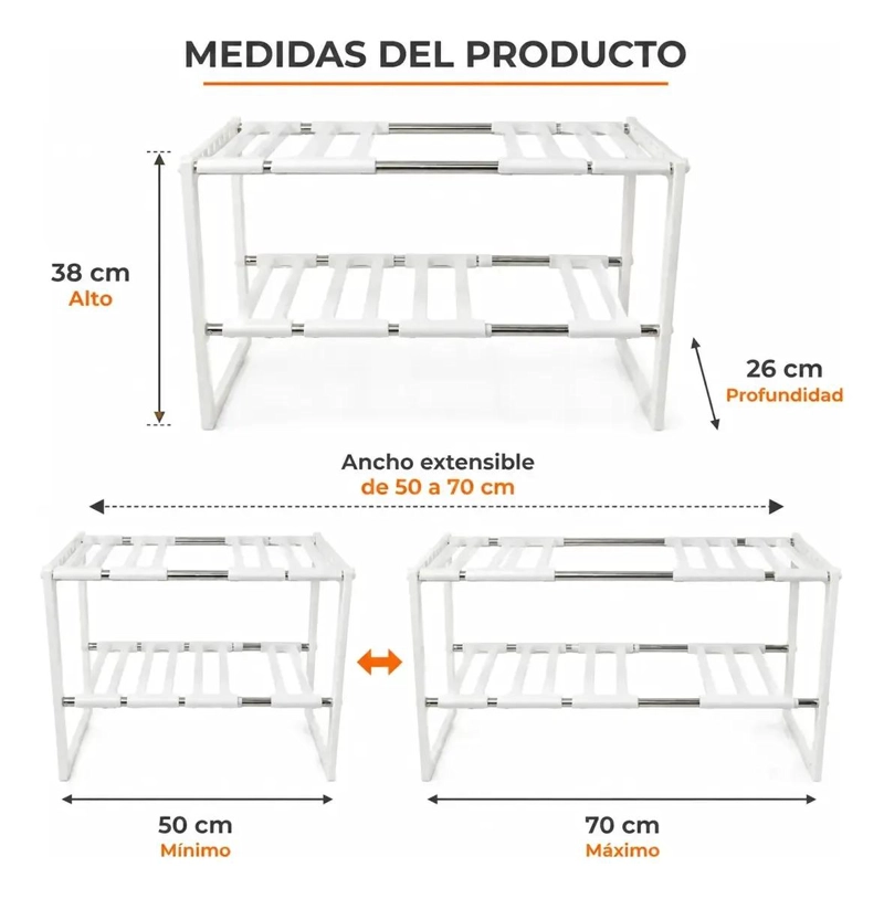 ESTANTE ORGANIZADOR EXPANDIBLE PARA COCINA DE 50 A 70 CM - 7