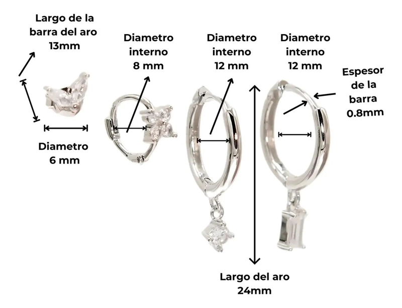 PACK DE AROS DE ARGOLLAS PARA PIERCING EN PLATA 925 - 4