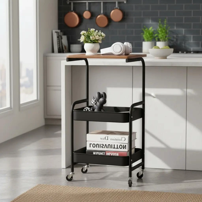 CARRITO ORGANIZADOR METALICO DE TRES NIVELES CON RUEDAS - 1