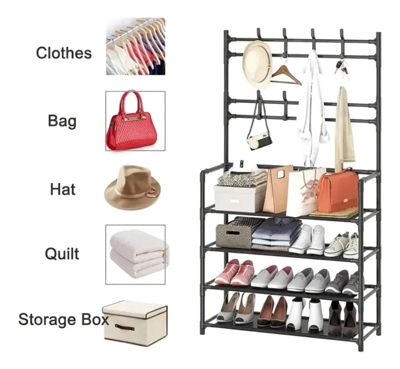 PERCHERO ORGANIZADOR MODERNO DE ROPA Y CALZADO 4 NIVELES - 2