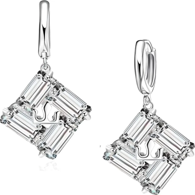 PENDIENTES AROS CUADRADOS ELEGANTES DE CRISTAL PARA MUJER - 1