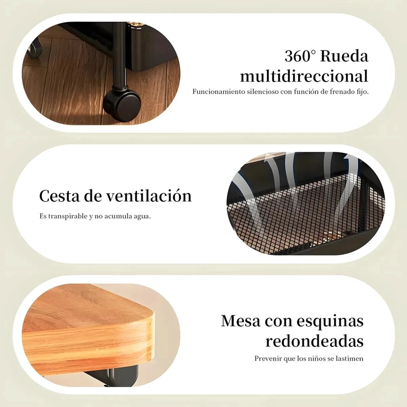 CARRITO ORGANIZADOR DE COCINA CON RUEDAS Y 3 NIVELES - 7