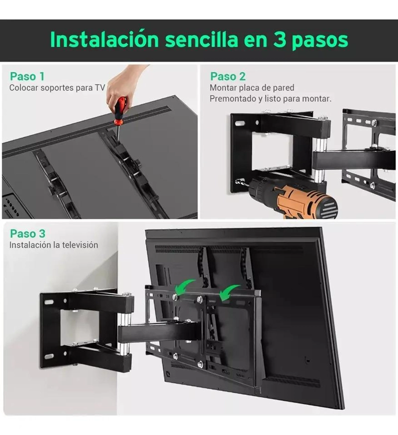 SOPORTE DE PARED DOBLE BRAZO PARA TELEVISORES DE 32 A 70 PULGADAS - 7