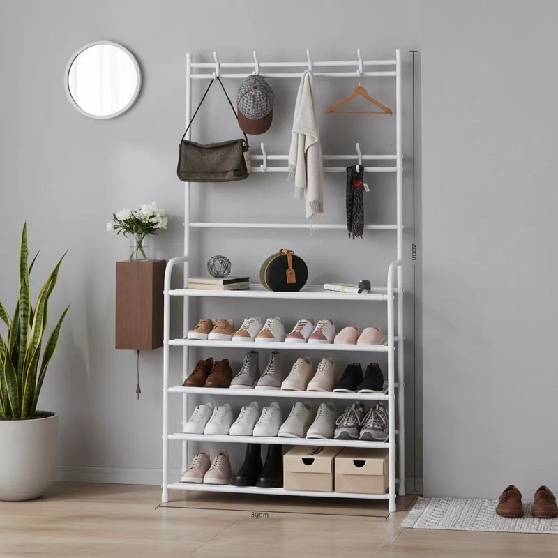 ZAPATERA VERTICAL CON PERCHERO MULTIUSO PARA EL HOGAR - 2