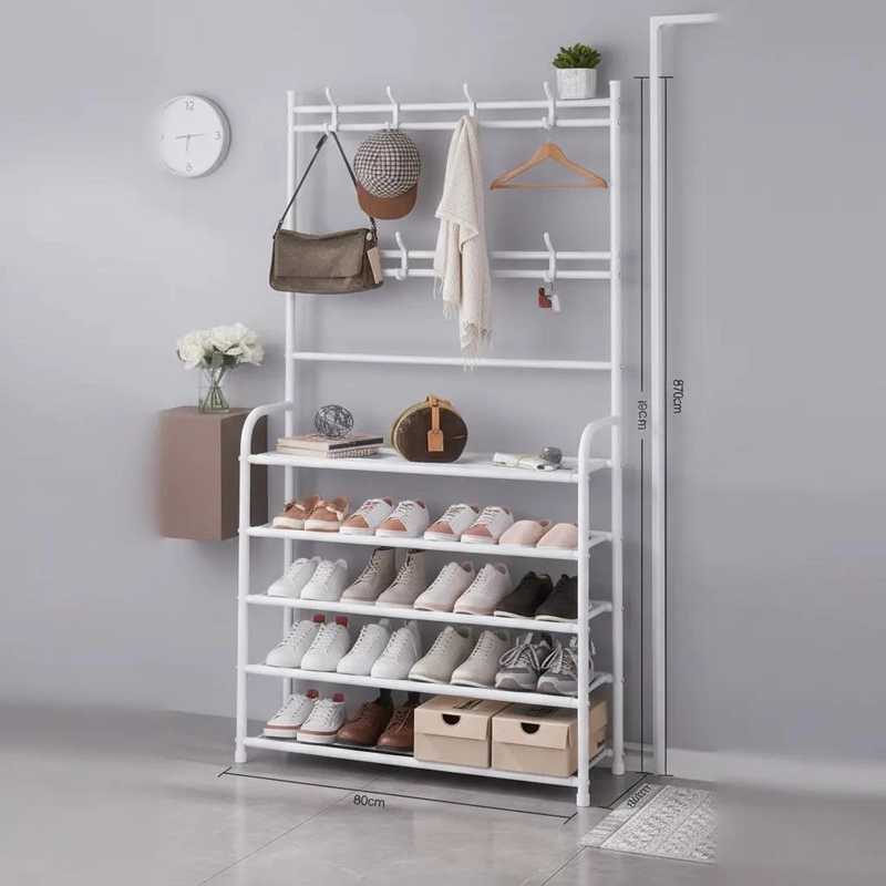 ZAPATERA VERTICAL CON PERCHERO MULTIUSO PARA EL HOGAR - 4