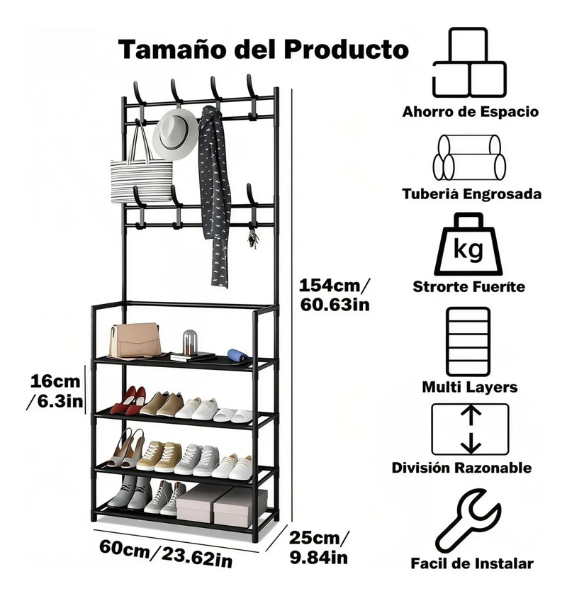 ORGANIZADOR MULTIFUNCIONAL PARA ZAPATOS Y PERCHERO DE ENTRADA - 2