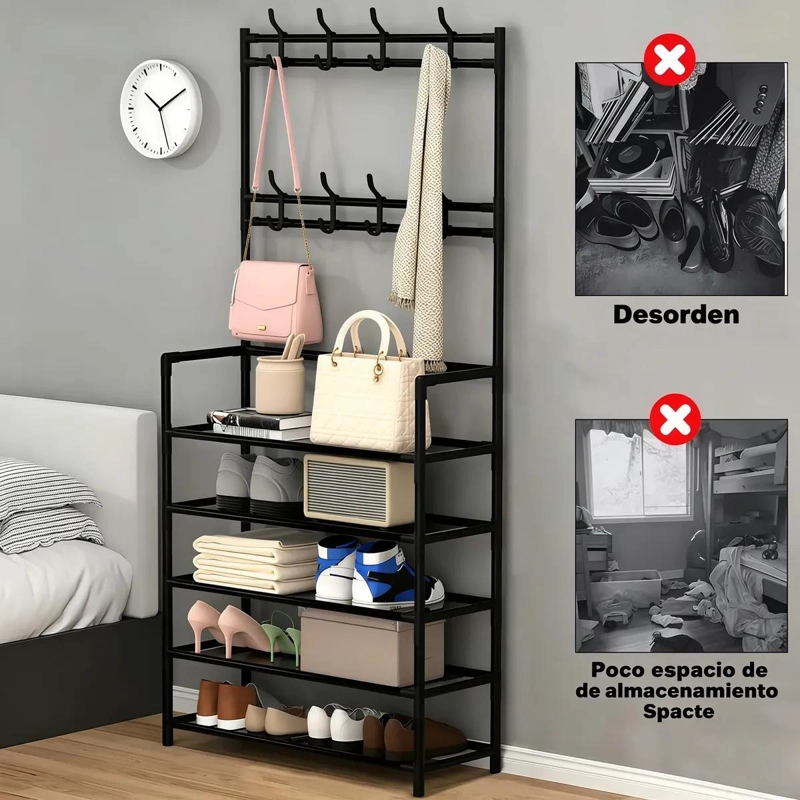 ORGANIZADOR MULTIFUNCIONAL PARA ZAPATOS Y PERCHERO DE ENTRADA - 4