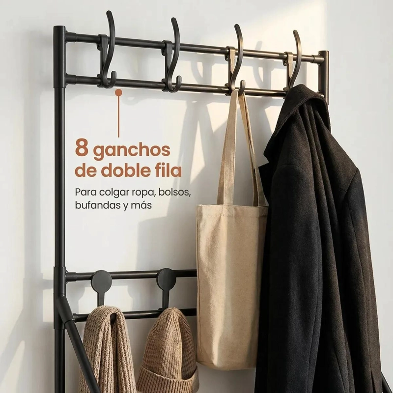 ORGANIZADOR MULTIFUNCIONAL PARA ZAPATOS Y PERCHERO DE ENTRADA - 5