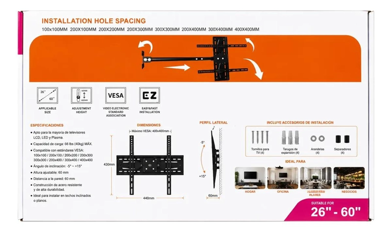 SOPORTE ARTICULADO PARA TV DE 26 A 60 PULGADAS - 5