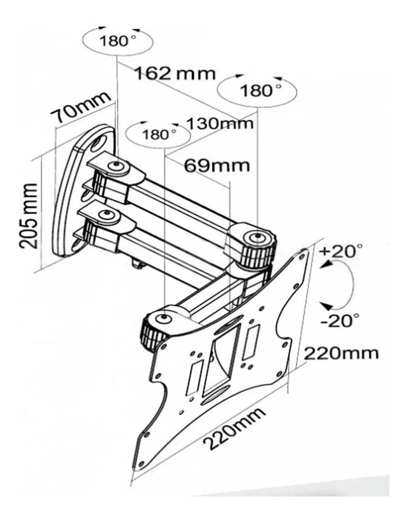 SOPORTE UNIVERSAL INCLINABLE Y GIRATORIO PARA TV DE 23 A 42 PULGADAS - 2