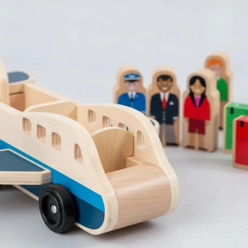 AVION DE MADERA DIDACTICO PARA NIÑOS CON BLOQUES DE CONSTRUCCION - 6