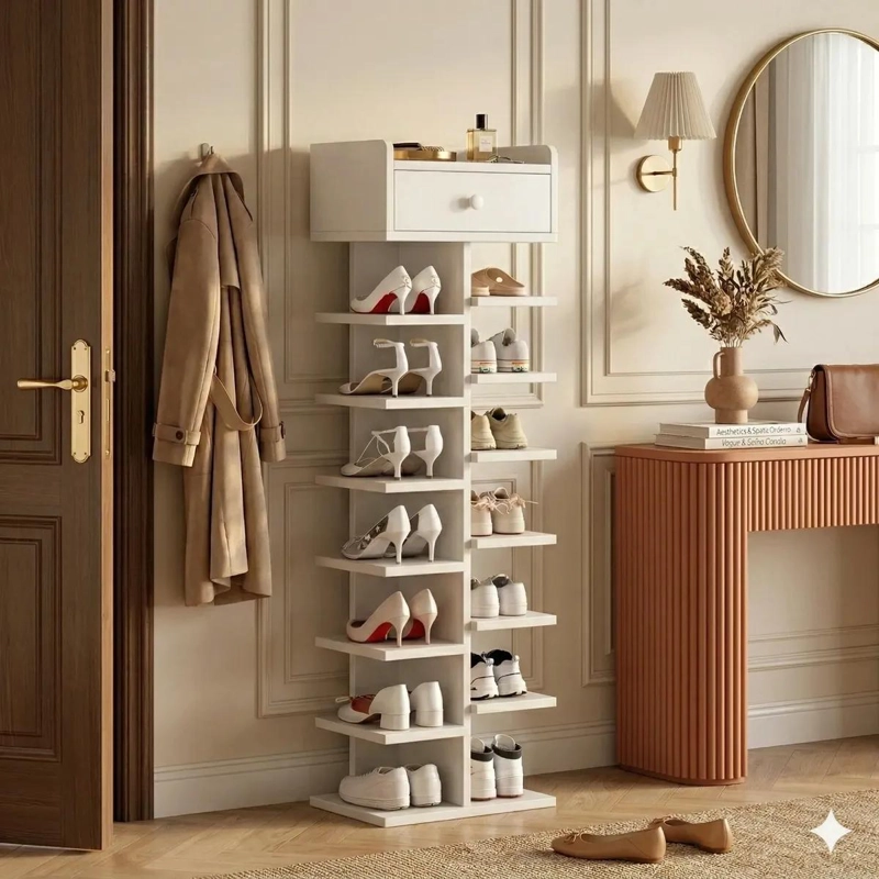 ZAPATERO ORGANIZADOR ESTANTE PARA 16 PARES DE ZAPATOS COLOR BLANCO - 1