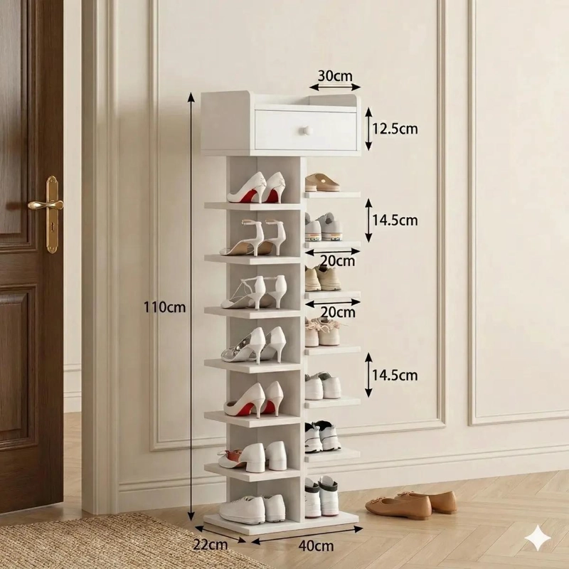 ZAPATERO ORGANIZADOR ESTANTE PARA 16 PARES DE ZAPATOS COLOR BLANCO - 3