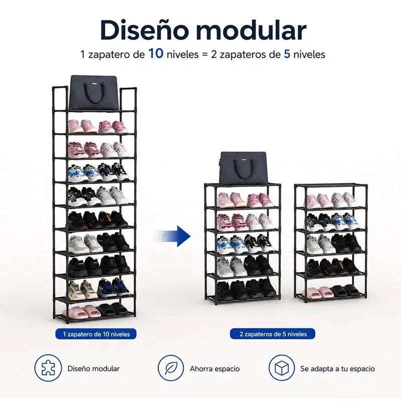 ZAPATERO ORGANIZADOR DE 10 NIVELES PARA 20-30 PARES - 2