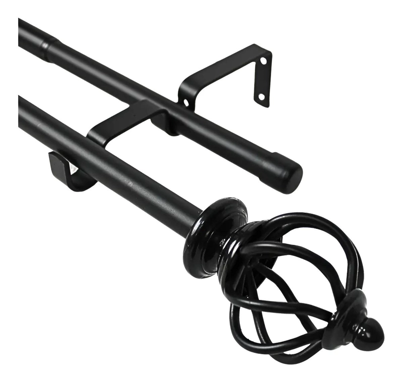 BARRA DE CORTINA METALICA EXTENSIBLE AJUSTABLE DE 160 A 300 CM COLOR NEGRO - 1