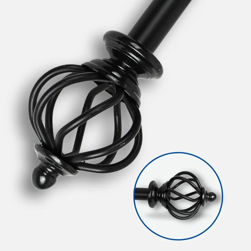 BARRA DE CORTINA METALICA EXTENSIBLE AJUSTABLE DE 160 A 300 CM COLOR NEGRO - 2