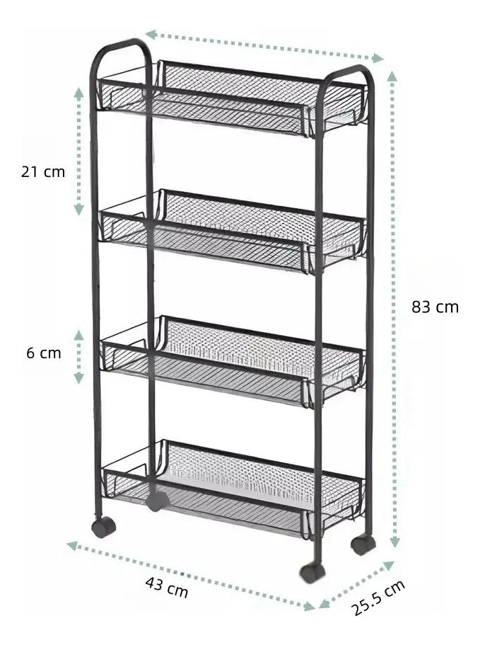 CARRITO ORGANIZADOR DE ALMACENAMIENTO DE 4 NIVELES CON RUEDAS - 4
