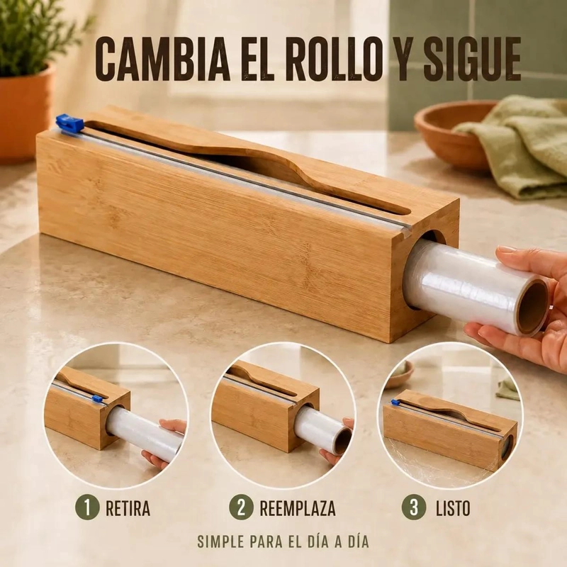 DISPENSADOR ORGANIZADOR PARA ENVOLTORIOS DE ALIMENTOS Y PAPEL FILM - 9