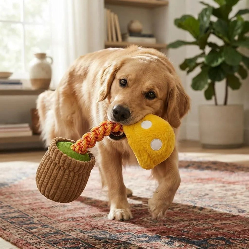 JUGUETE DE PELUCHE RESISTENTE PARA PERROS CON CUERDA 35 CM - 4