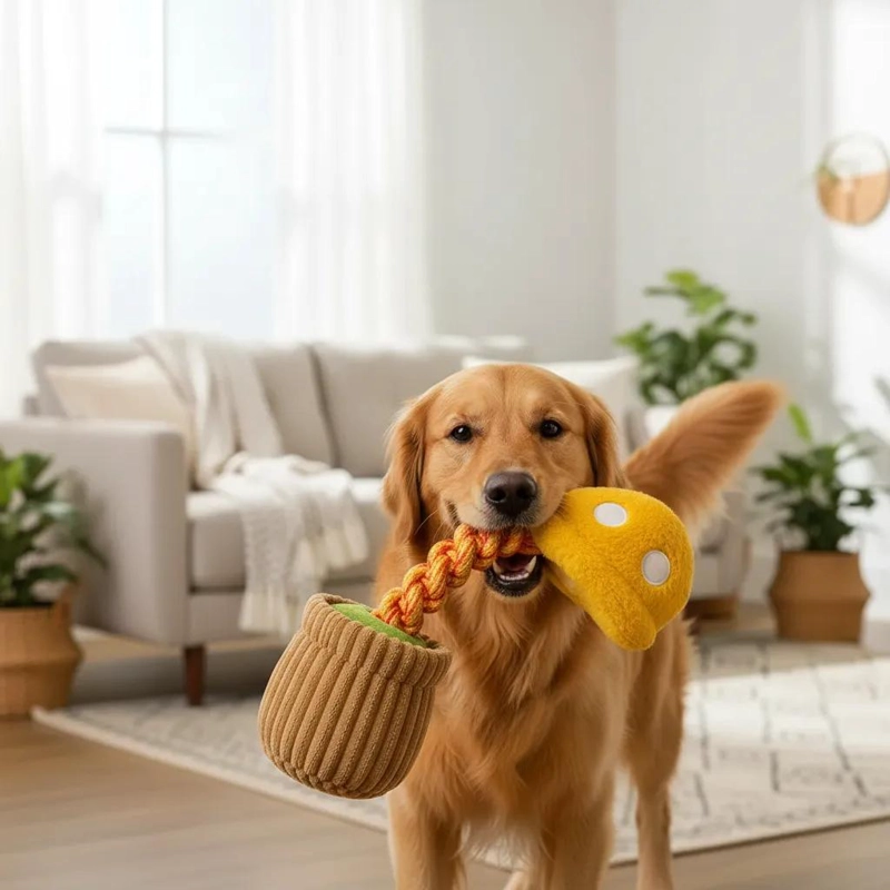 JUGUETE DE PELUCHE RESISTENTE PARA PERROS CON CUERDA 35 CM - 5