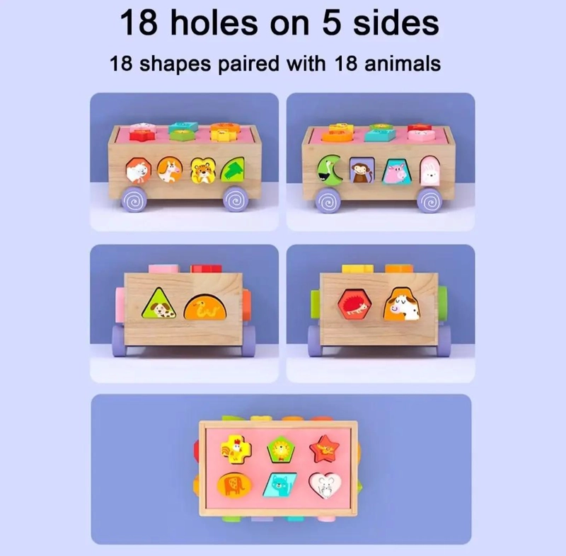 JUEGO DE ARRASTRE Y ENCAJE DE MADERA PARA NIÑOS CREATIVO - 5