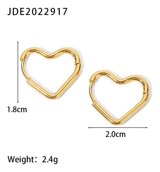 AROS PENDIENTES ARGOLLA CORAZONES EN ORO 18KT BAÑADO - 3