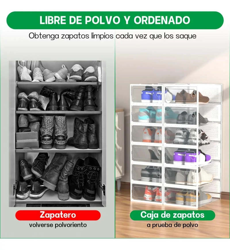 SET DE 12 CAJAS ORGANIZADORAS APILABLES PARA CALZADO - 8