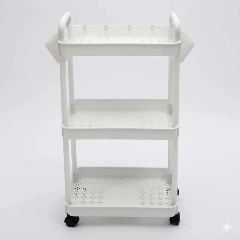 CARRITO ORGANIZADOR RODANTE DE PLASTICO 3 NIVELES COLOR BLANCO - 1