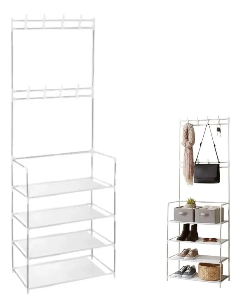 ORGANIZADOR DE CALZADO CON PERCHERO DE METAL Y PLASTICO PARA 8 PARES - 1