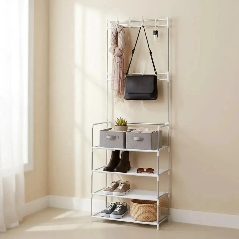 ORGANIZADOR DE CALZADO CON PERCHERO DE METAL Y PLASTICO PARA 8 PARES - 5