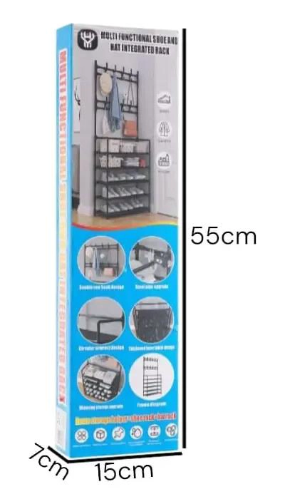 ORGANIZADOR DE CALZADO CON PERCHERO DE METAL Y PLASTICO PARA 8 PARES - 6