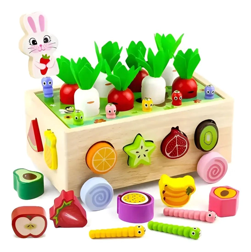 JUGUETE DIDACTICO DE ARRASTRE CONEJO DE MADERA PARA BEBE S - 1