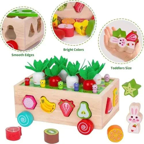 JUGUETE DIDACTICO DE ARRASTRE CONEJO DE MADERA PARA BEBE S - 7