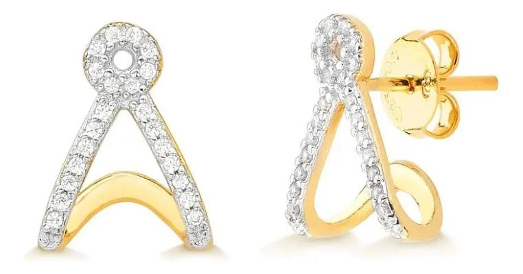 AROS ELEGANTES BAÑADOS EN ORO CON CIRCONES DE ALTA CALIDAD - 1