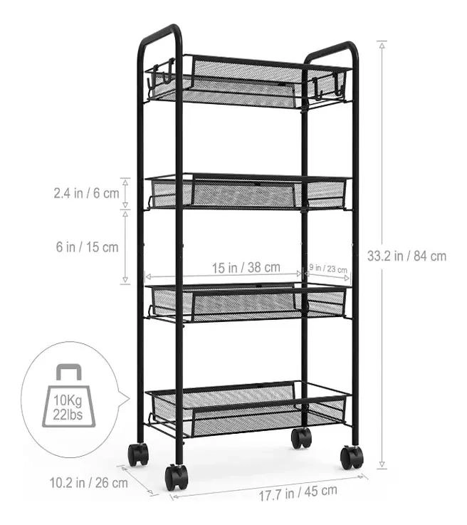 CARRITO ORGANIZADOR DE 4 NIVELES PARA COCINA Y BAÑO - 2