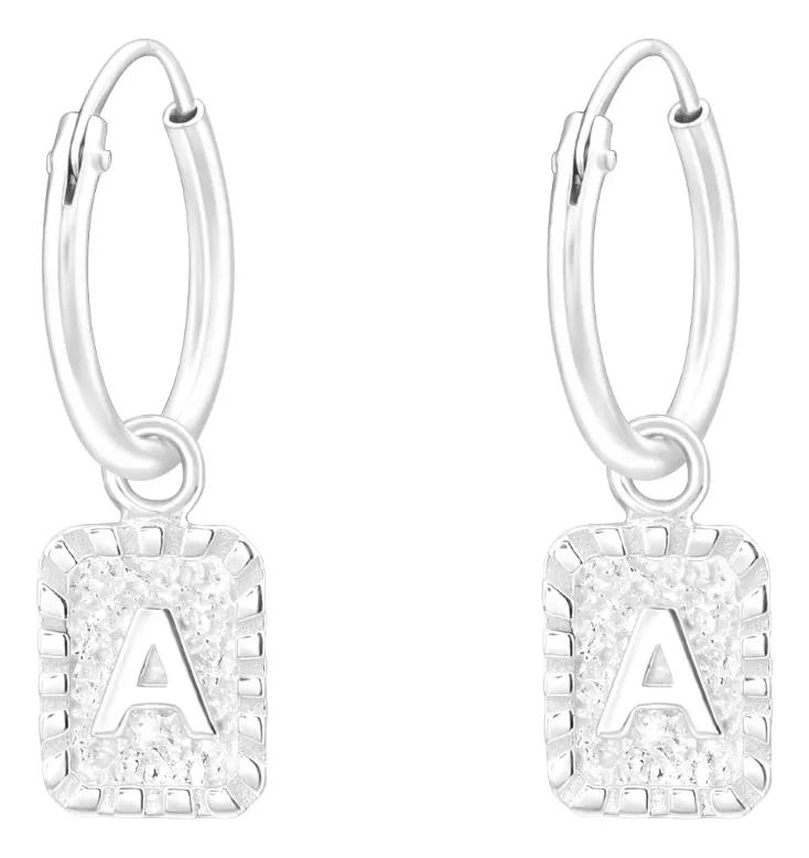 AROS DE PLATA CON LETRA A COLGANTE PARA EL DIA DEL AMOR - 2