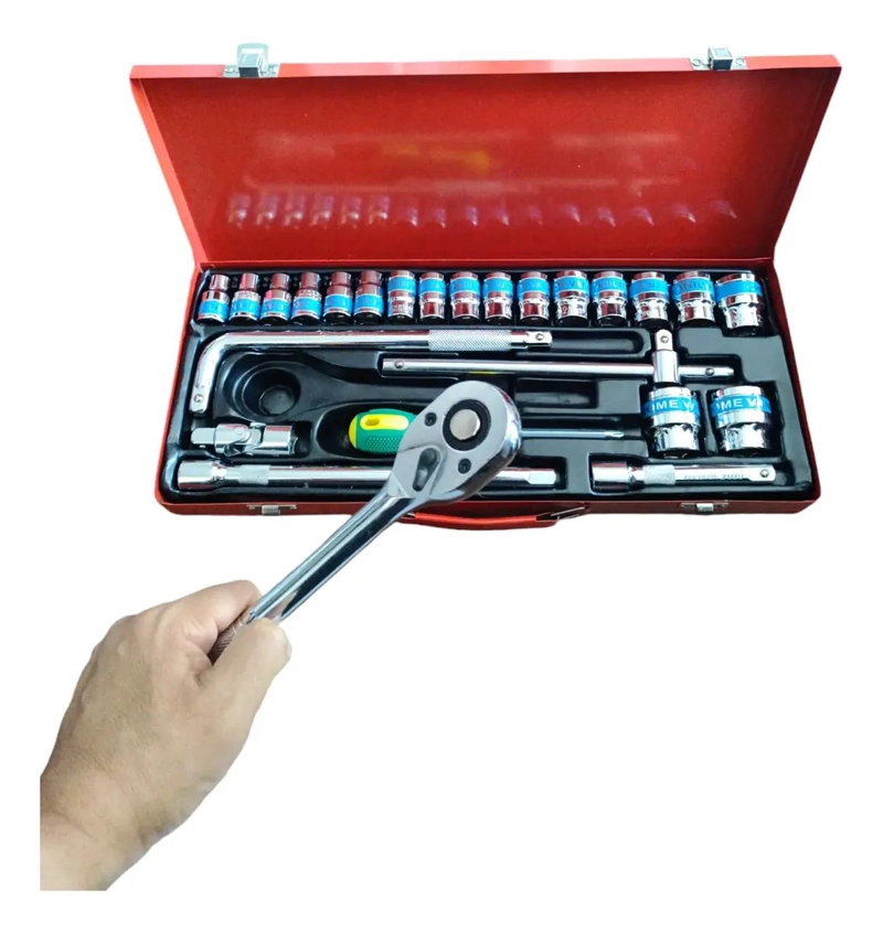 CAJA DE DADOS 25 PIEZAS CUADRANTE 1/2 PULG - 1