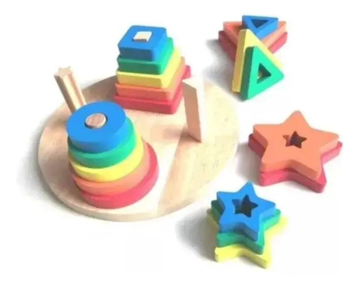 ABACO DE FIGURAS GEOME TRICAS DE MADERA PARA NIÑOS - 2