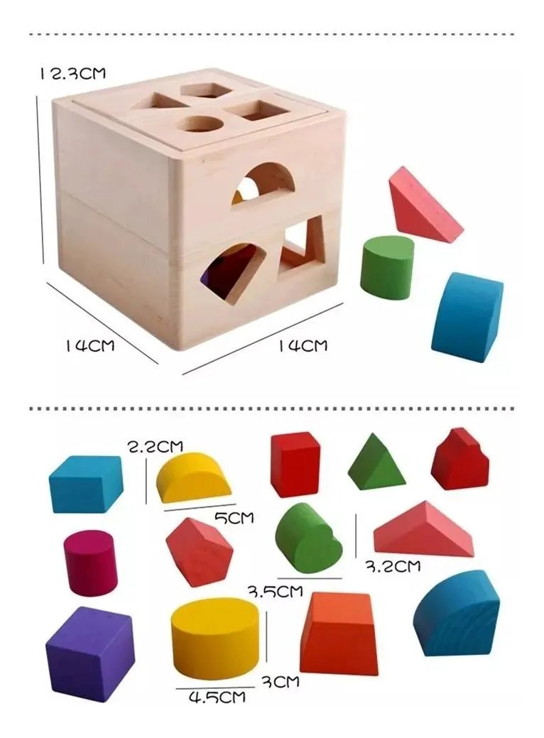 CUBO ENCAJE DIDACTICO Y 3 ROMPECABEZAS DE MADERA - 10
