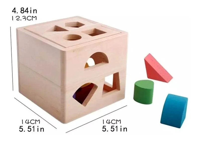 CUBO ENCAJE DIDACTICO Y 3 ROMPECABEZAS DE MADERA - 9
