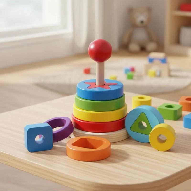 TORRE MONTESSORI APILABLE DE MADERA PARA APRENDIZAJE INFANTIL - 1