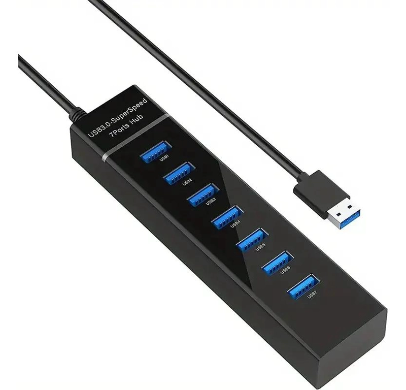 HUB USB TIPO C 3.0 CON 7 PUERTOS Y LUZ INDICADORA - 1
