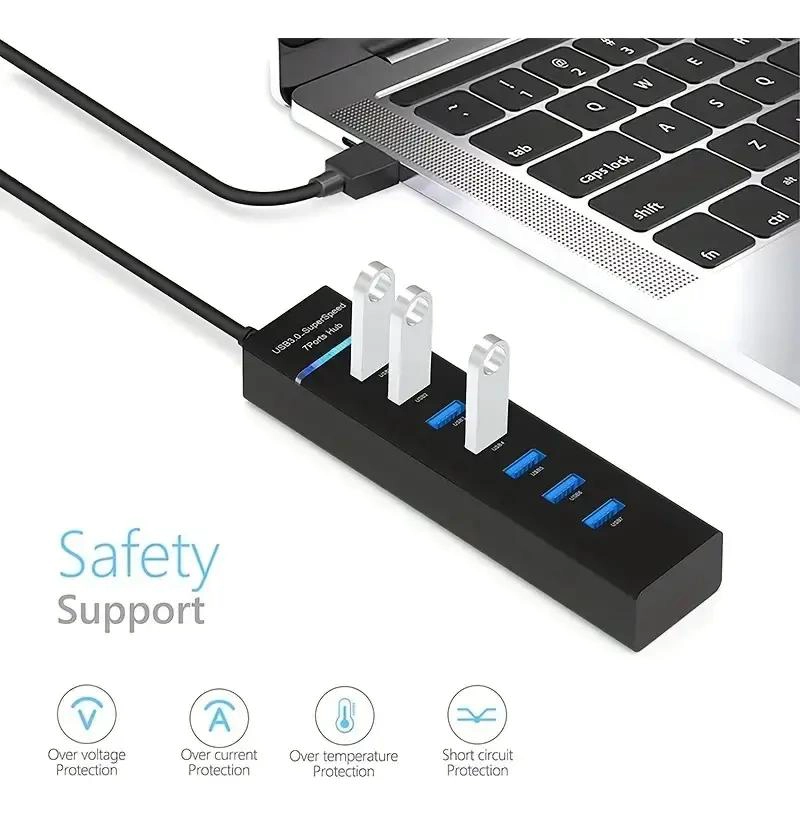 HUB USB TIPO C 3.0 CON 7 PUERTOS Y LUZ INDICADORA - 2