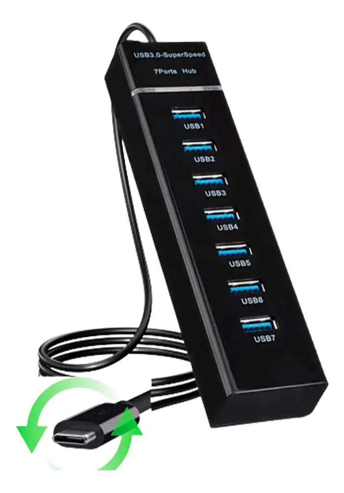 HUB USB TIPO C 3.0 CON 7 PUERTOS Y LUZ INDICADORA - 3