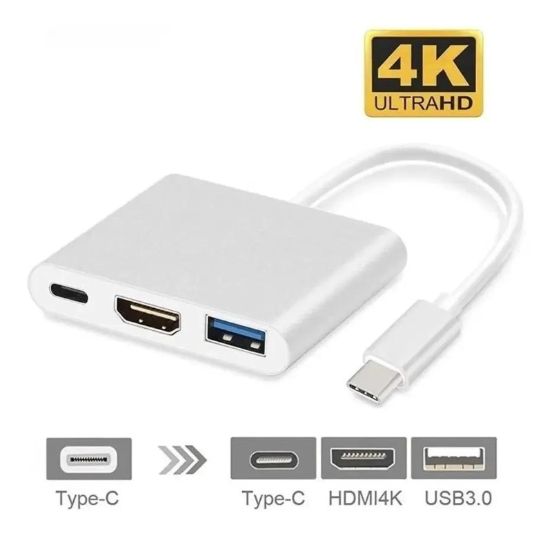 ADAPTADOR USB TIPO C 3 EN 1 CON HDMI Y USB 3.0 - 3