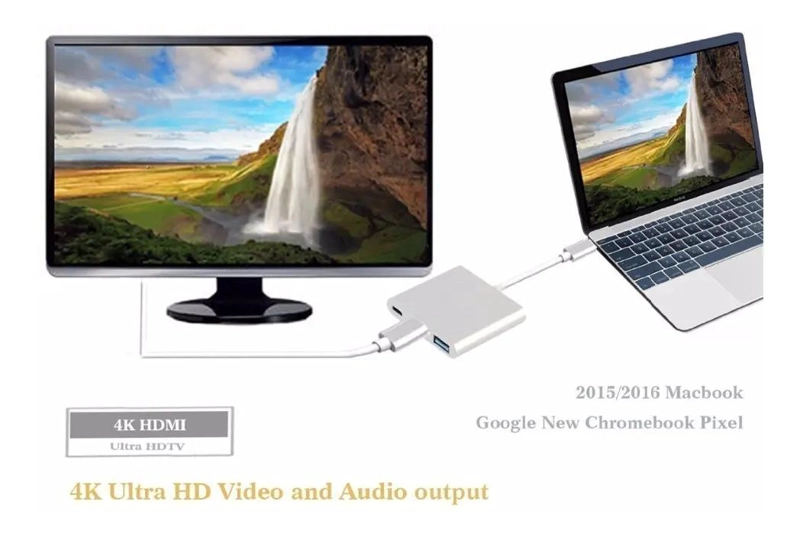 ADAPTADOR USB TIPO C 3 EN 1 CON HDMI Y USB 3.0 - 5