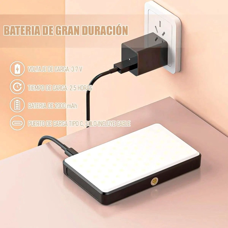 LUZ LED RECARGABLE PORTATIL PARA FOTOGRAFIA Y SELFIES - 7