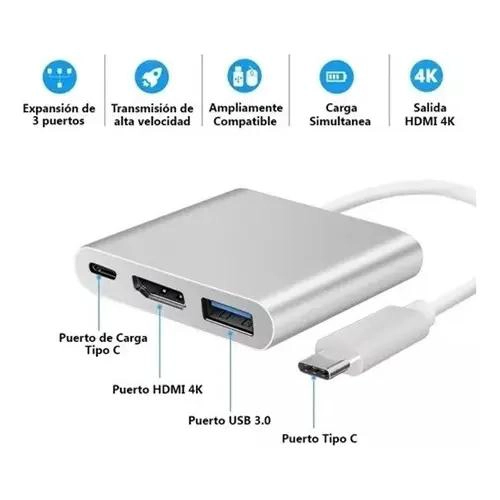 ADAPTADOR MULTIPUERTO USB TIPO C A HDMI 4K COMPACTO - 4