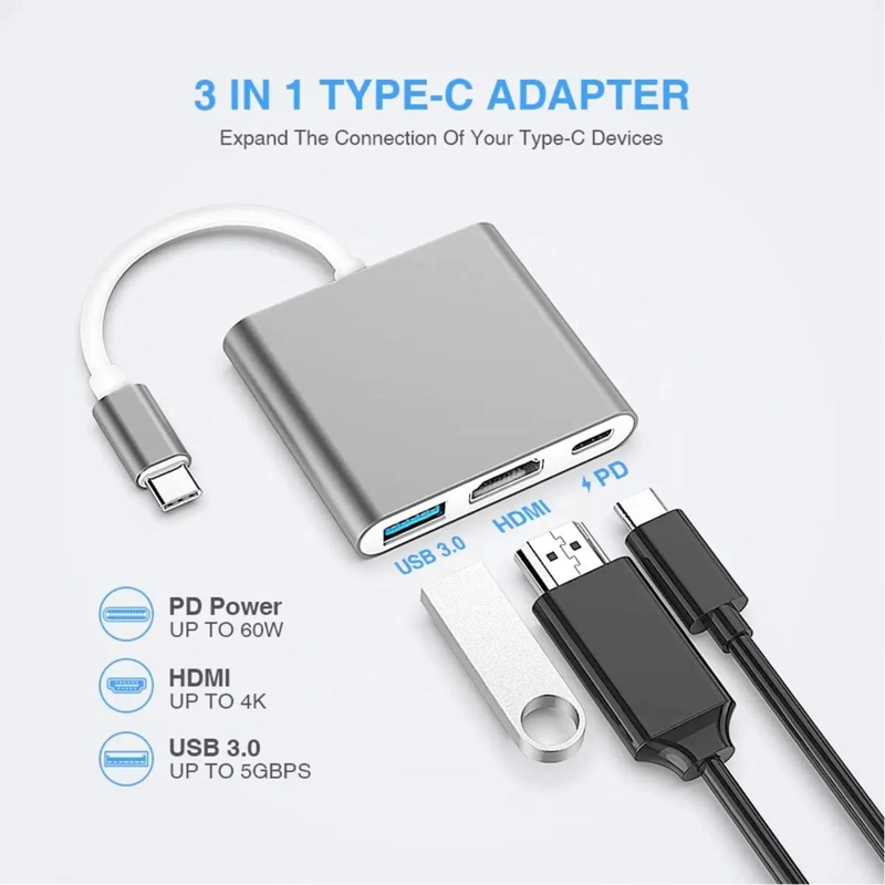 ADAPTADOR MULTIPUERTO USB TIPO C A HDMI 4K COMPACTO - 6